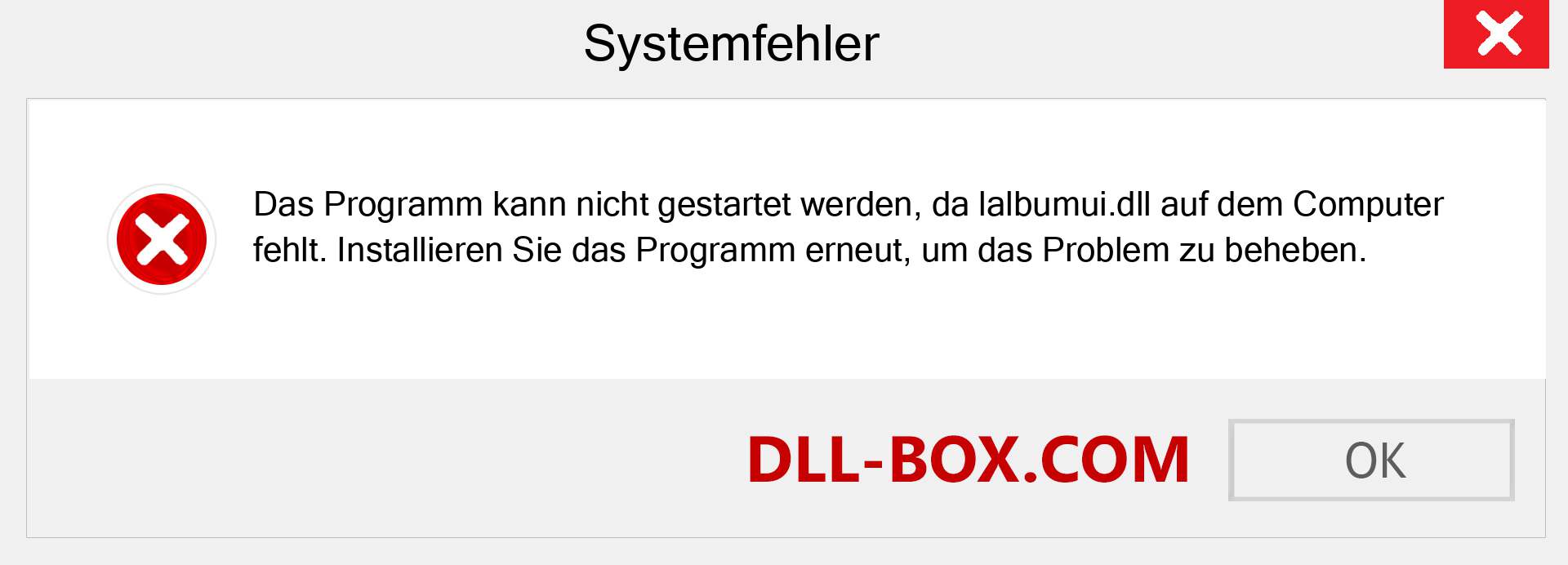 lalbumui.dll-Datei fehlt?. Download für Windows 7, 8, 10 - Fix lalbumui dll Missing Error unter Windows, Fotos, Bildern