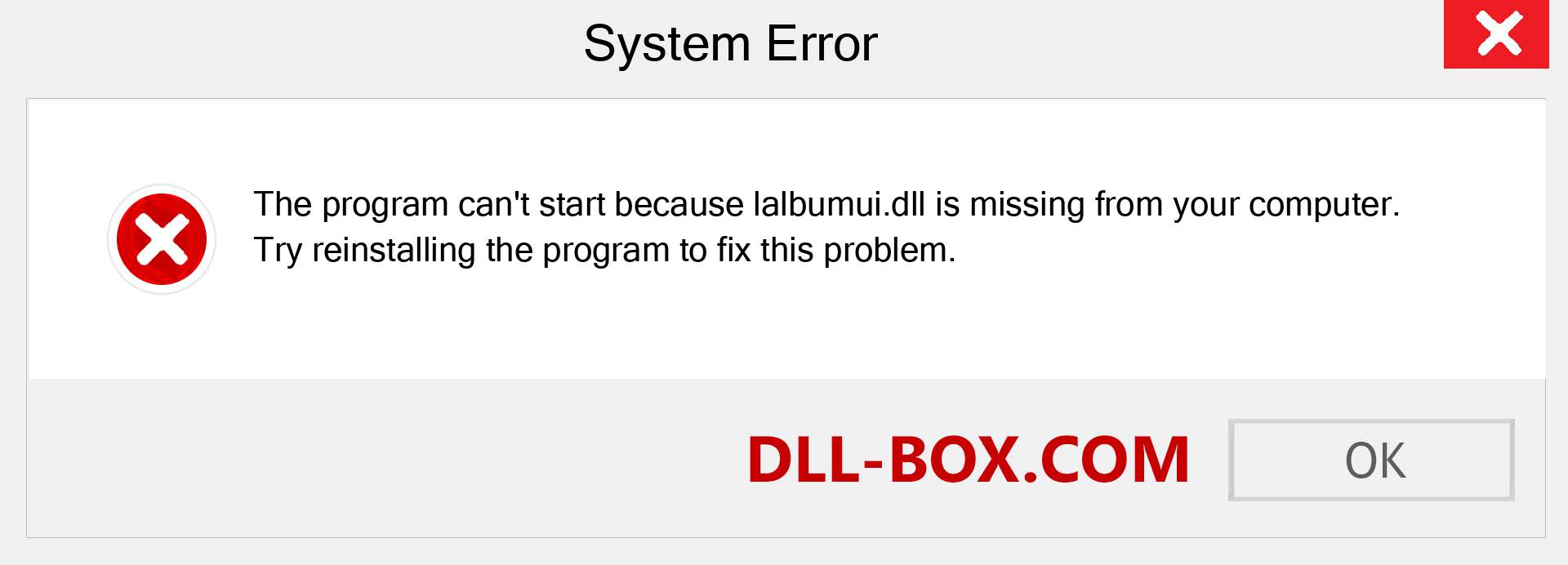  lalbumui.dll file is missing?. Download for Windows 7, 8, 10 - Fix  lalbumui dll Missing Error on Windows, photos, images