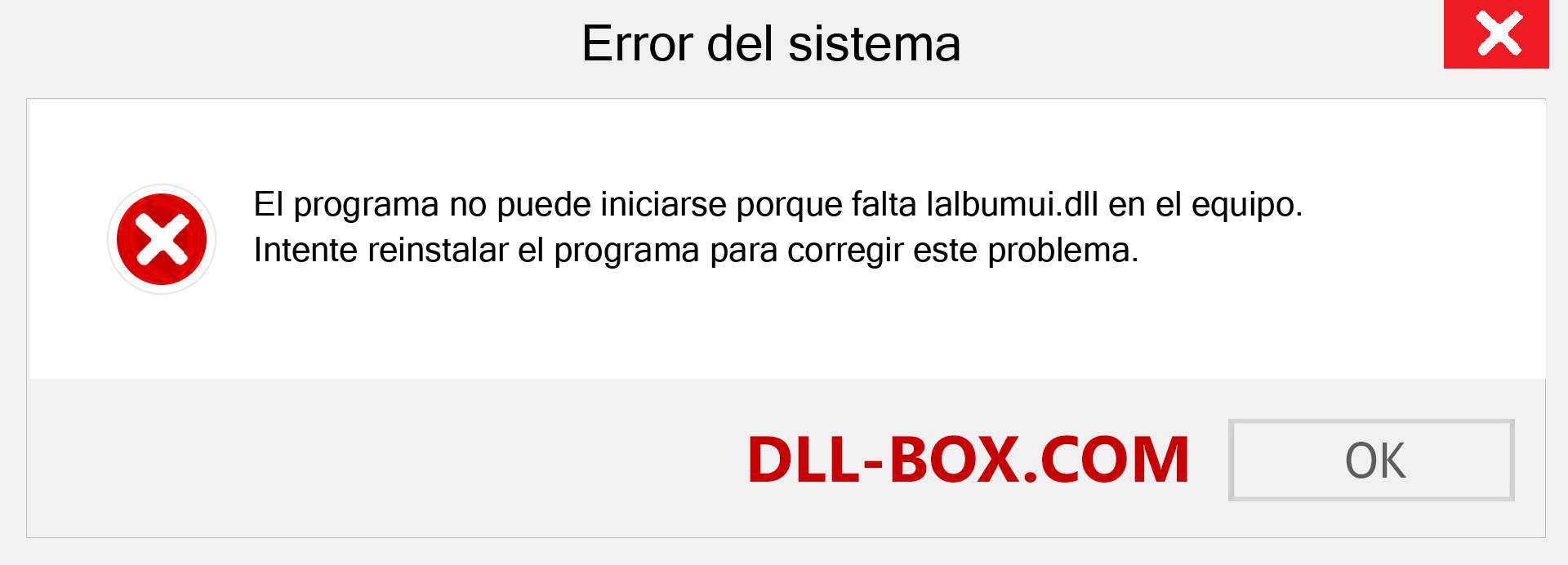 ¿Falta el archivo lalbumui.dll ?. Descargar para Windows 7, 8, 10 - Corregir lalbumui dll Missing Error en Windows, fotos, imágenes